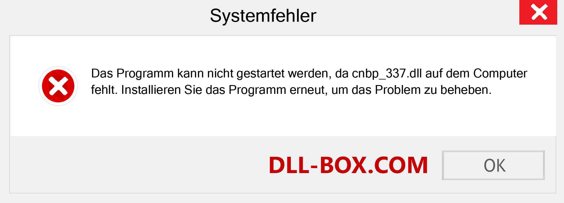 cnbp_337.dll-Datei fehlt?. Download für Windows 7, 8, 10 - Fix cnbp_337 dll Missing Error unter Windows, Fotos, Bildern